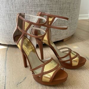 Michael Kors Elegant Gold and Brown Heels